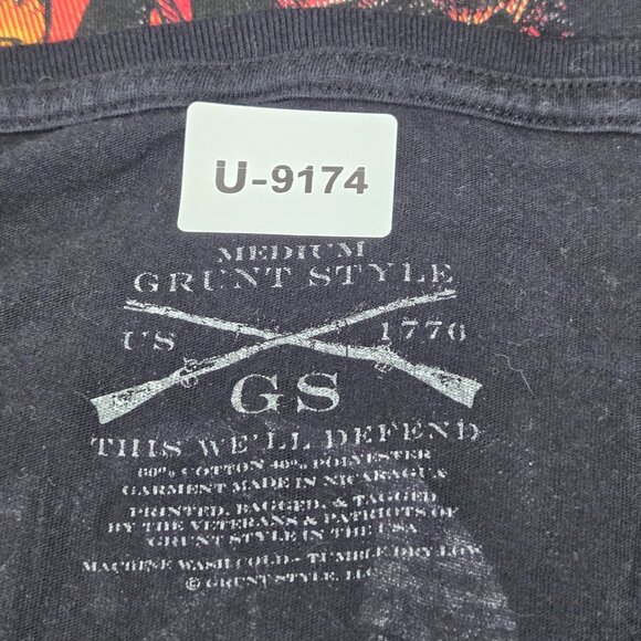 Grunt Style Women Shirt MEDIUM Black Graphic Print Activewear Logo V-Neck - Picture 2 of 8